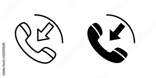 Fototapeta Incoming Call vectors icons set in filled and strokes on white background