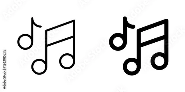 Fototapeta Music vectors icons set in filled and strokes on white background