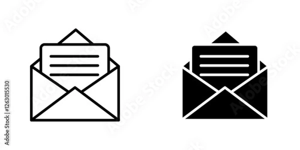 Fototapeta Open envelope vectors icons set in filled and strokes on white background
