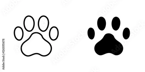 Fototapeta Paw vectors icons set in filled and strokes on white background