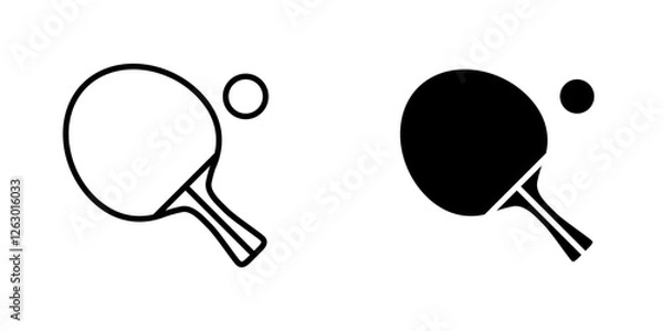 Fototapeta Ping pong vectors icons set in filled and strokes on white background