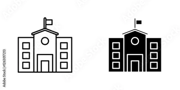 Fototapeta School vectors icons set in filled and strokes on white background