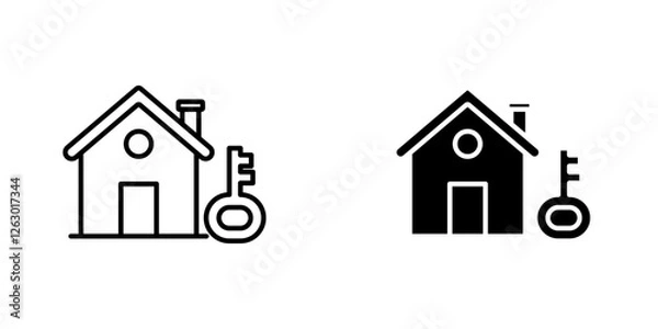 Fototapeta Selling or rent home vectors icons set in filled and strokes on white background