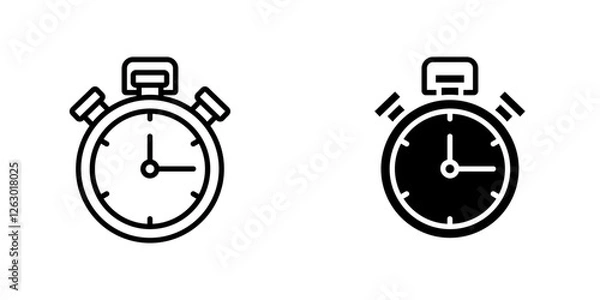 Fototapeta Stopwatch vectors icons set in filled and strokes on white background