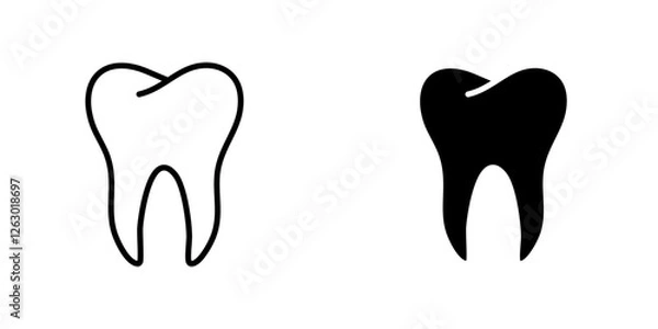 Fototapeta Tooth vectors icons set in filled and strokes on white background