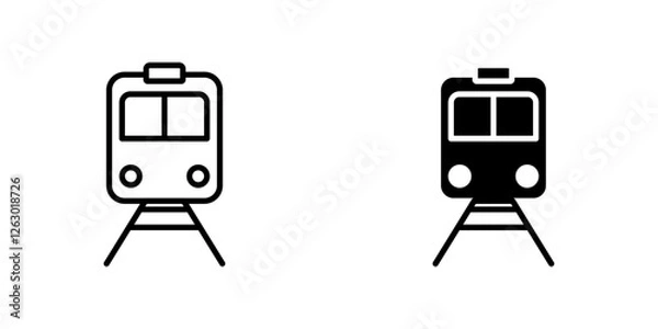 Fototapeta Train vectors icons set in filled and strokes on white background