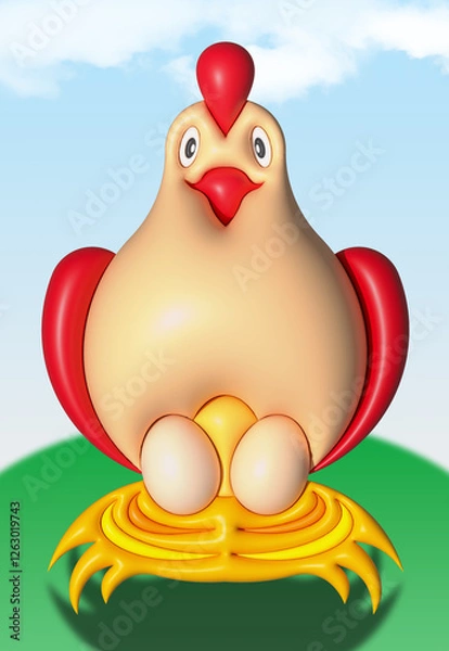 Obraz Huhn mit Eier.