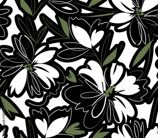 Fototapeta Seamless abstract pattern. Flowers pattern design.