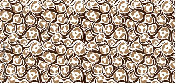 Fototapeta Seamless leopard and zebra pattern. Hand draw animals pattern in vector. Tribal animals collage pattern.