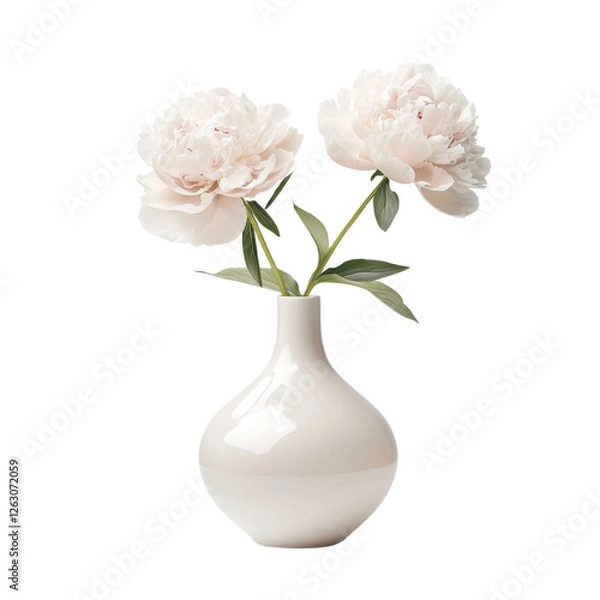 Fototapeta Elegant vase with pink peony flowers, perfect for home decor. soft colors and smooth design create serene atmosphere, enhancing any space beautifully