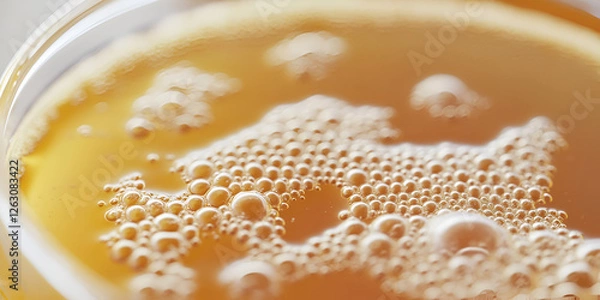 Obraz Beer foam in glass, Close-up of beer bubbles
