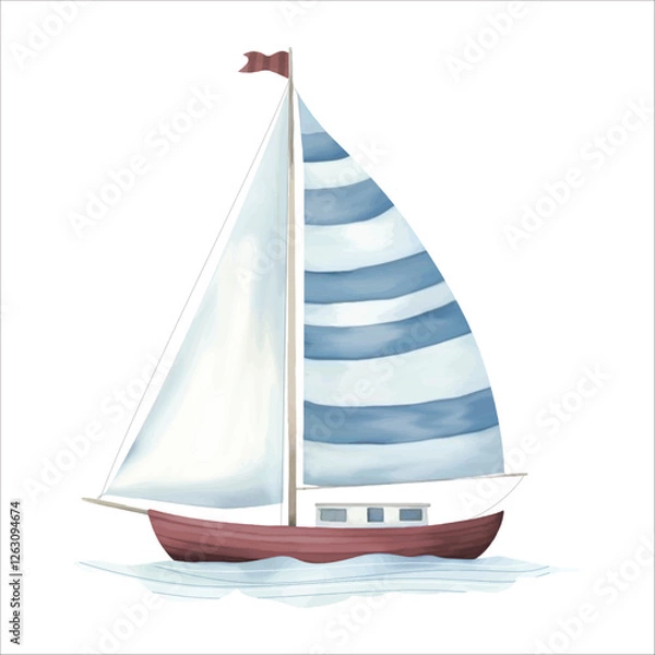Obraz Sailboat watercolor vector in the sea