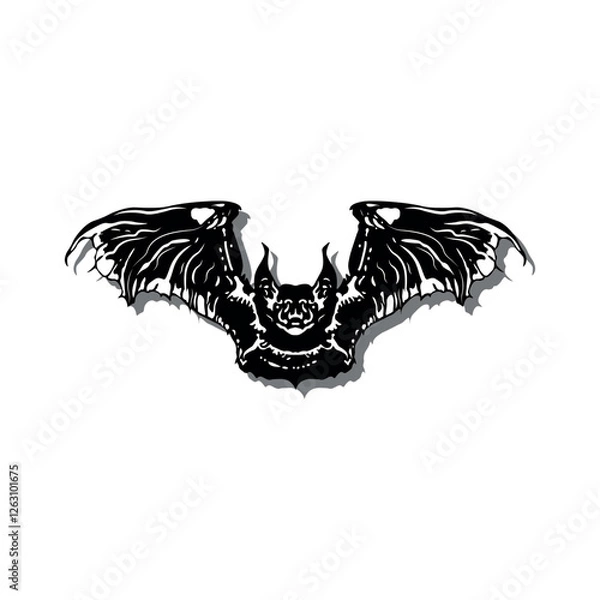 Fototapeta Symmetrical realistic bat vector illustration on white. Can be used for any platform or purpose. Action promotion and advertising mockup. EPS 10