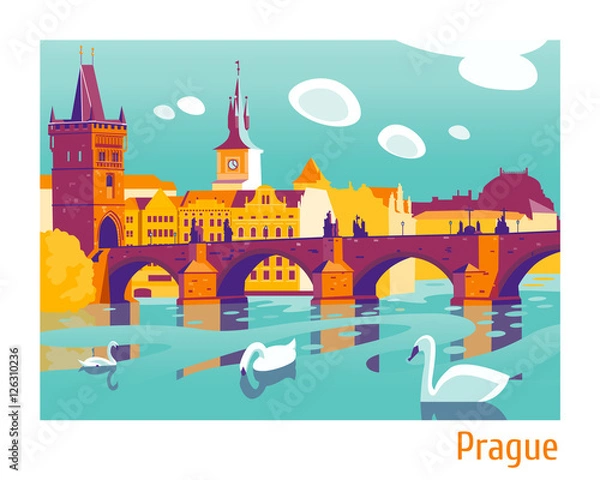 Obraz Prague Charles Bridge vector Illustration
