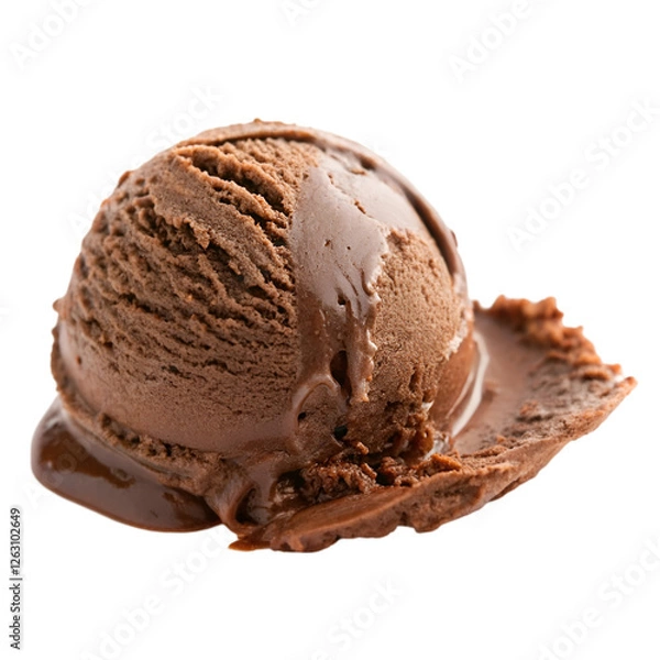 Fototapeta Chocolate ice cream scoop isolated on transparent background