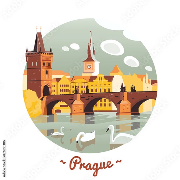 Obraz Prague Charles Bridge vector Illustration