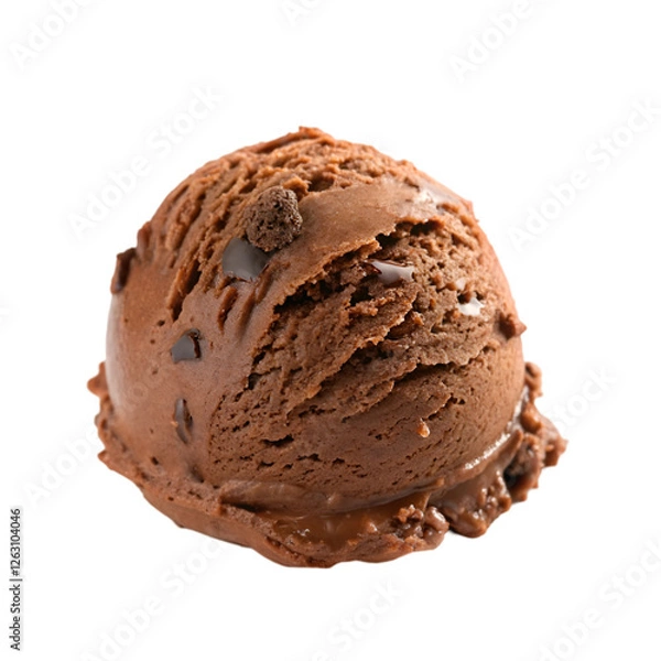 Fototapeta Chocolate ice cream scoop isolated on transparent background
