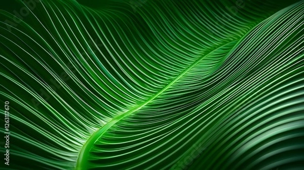 Fototapeta Lush Green Leaf Texture Creating Waves of Nature's Beauty