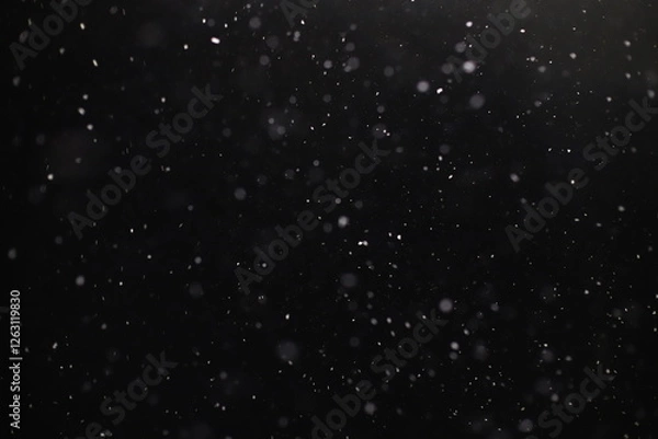 Fototapeta Abstract texture. Falling snow isolated on black background. Layer to overlay and blend snowfall into your photo project.	

