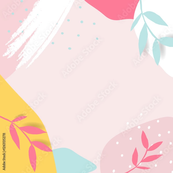 Obraz colorful-leafy-memphis-frame-vector