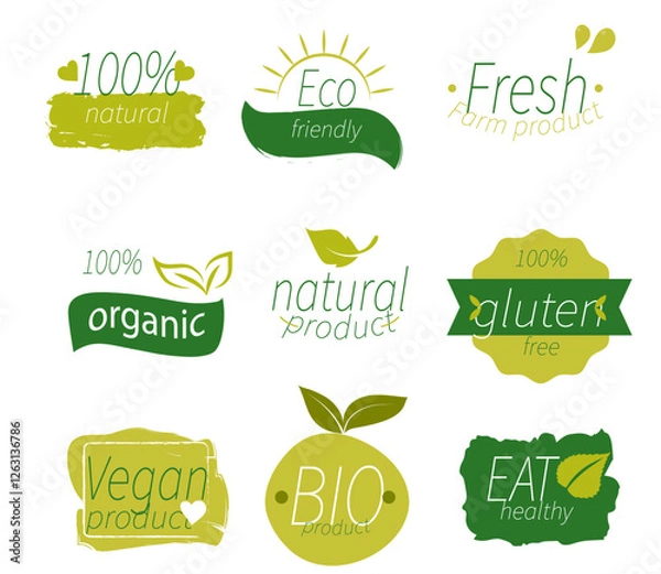 Obraz colorful-organic-food-logo-collection