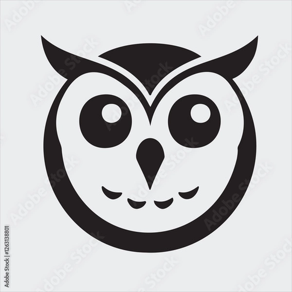 Fototapeta Minimalist Owl Head Silhouette Front View Vector Illustration