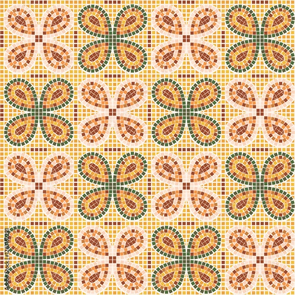 Fototapeta Mosaic floor or wall sunny clover pattern seamless vector 
