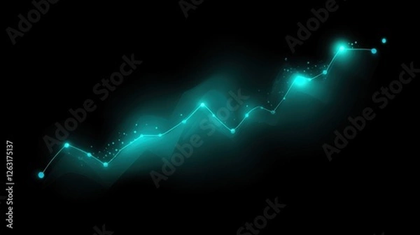 Fototapeta Abstract glowing graph with rising trend line symbolizing business growth and data-driven success.