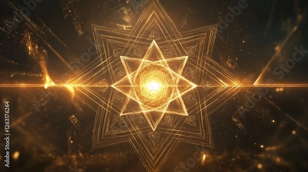 Obraz A sacred fractal geometry pattern resembling an ancient mystical symbol