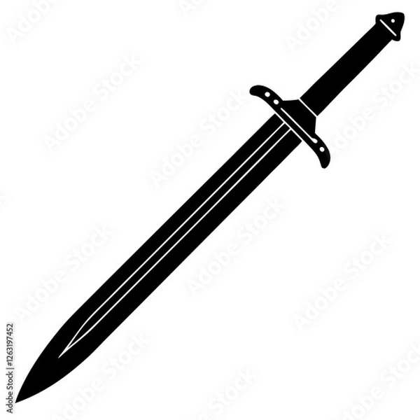 Fototapeta Plastic sword featuring a smoothly recessed handle  silhouette vector illustration 