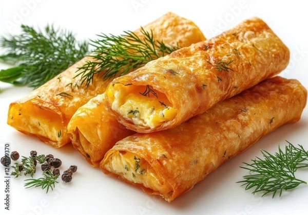 Obraz Glamorous Egg Roll with Cheese and Delicious Filling, Close-Up