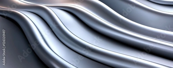 Fototapeta A smooth, flowing texture of metallic fabric, showcasing elegant curves and a reflective surface that captures light beautifully.