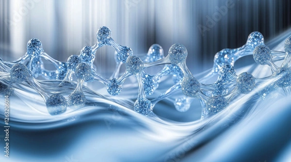 Obraz Molecular Structure in Blue Abstract Background