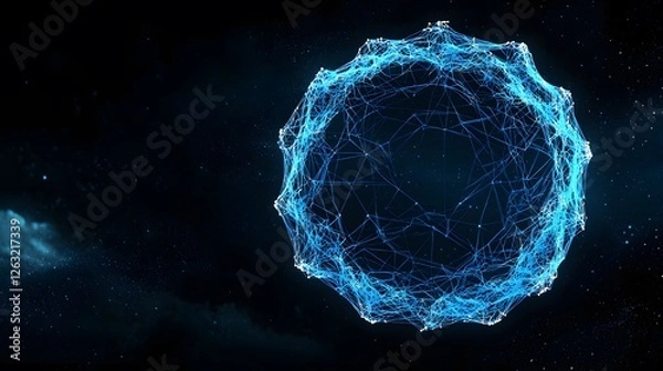Obraz Abstract Digital Sphere with Connected Lines and Dots in Dark Space