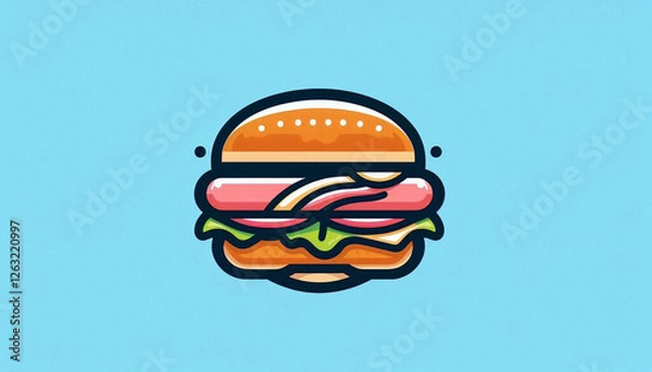 Obraz  icon logo sign symbol menu eat food store art big layer fat design vector mcd meat beef slice bread fresh meal snack tasty long ham fast Wendy’s hut hot dog salad meal cafe bread deli kfc mc pizza.j