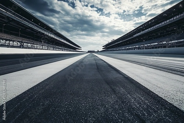 Fototapeta Empty Racing Track Under a Dramatic Sky