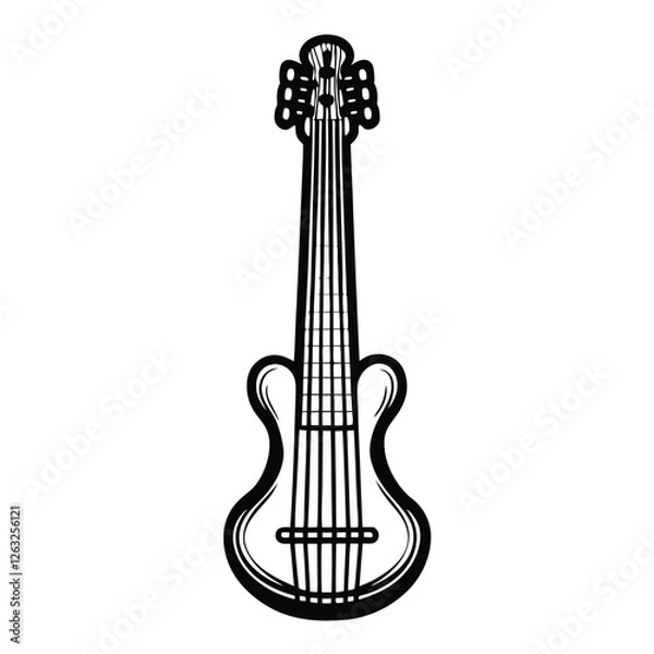 Fototapeta Create a clean, editable vector illustration of an acoustic guitar with clearly defined strings, suitable for various design projects.  Include accurate string detail.