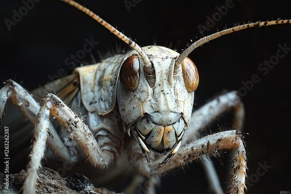 Fototapeta Metamorphosis of a Grasshopper: Detailed Close-up of Exoskeleton Shedding Process in Nature's Renewal Cycle