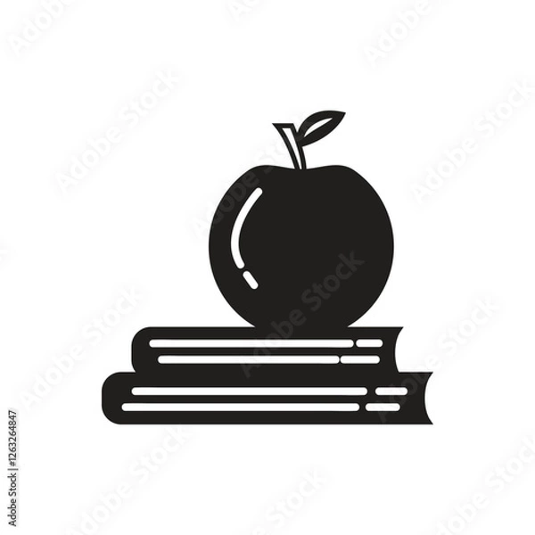 Obraz apple and books icon vector, books stack