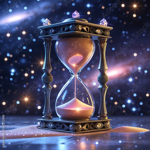 Fototapeta Magical Hourglass with Cosmic Sand – Time and Space Conceptual Art, Generated with AI