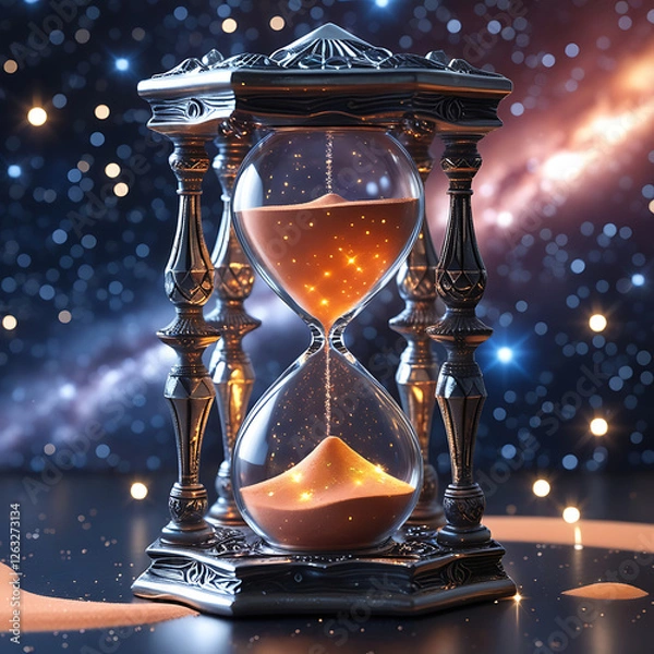 Fototapeta Magical Hourglass with Cosmic Sand – Time and Space Conceptual Art, Generated with AI