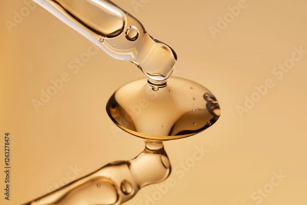 Obraz A pipette with a beautiful drop of gel-textured facial serum.