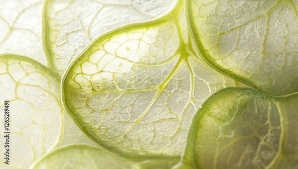 Fototapeta Translucent Green Leaves: A Macro Photography Study of Nature's Delicate Beauty