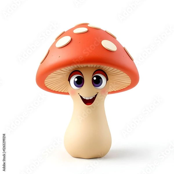 Obraz Funny 3D Organic Mushroom Cartoon Character with Eyes