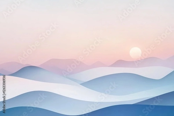 Fototapeta Dreamy light blue gradient with soft flowing shapes, misty and airy atmosphere, elegant abstract waves, high-quality modern background