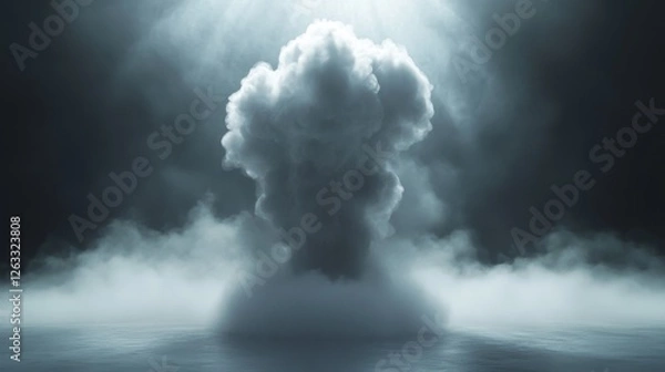 Fototapeta A large cloud of smoke is rising from the ocean