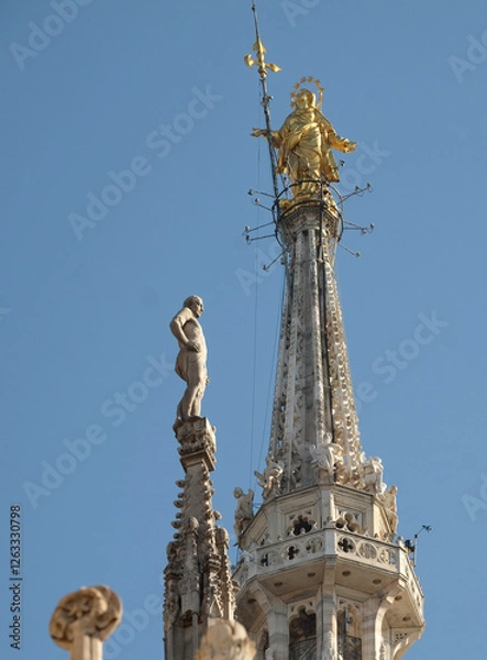 Obraz The Little Madonna on the highest spire of the Milan Cathedral