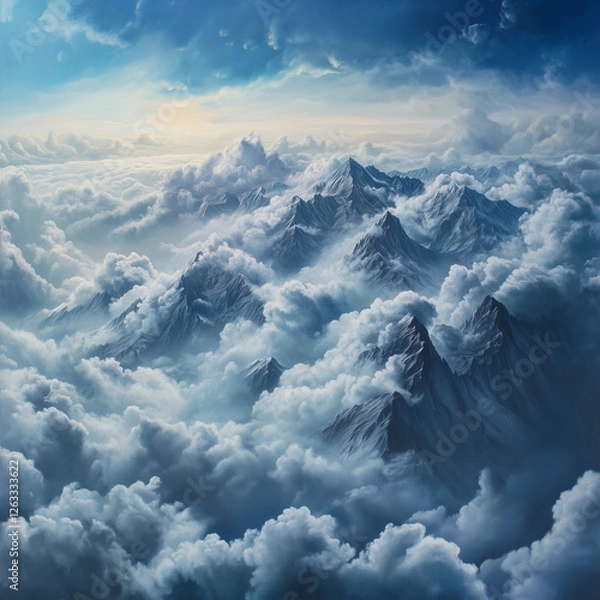 Fototapeta Above the Clouds Perspective, clouds over the mountains