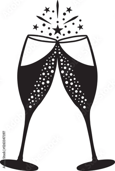 Fototapeta Champagne toast. Vector hand drawn illustration icon for celebration.