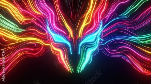 Obraz Abstract Neon Rainbow Waves Digital Art